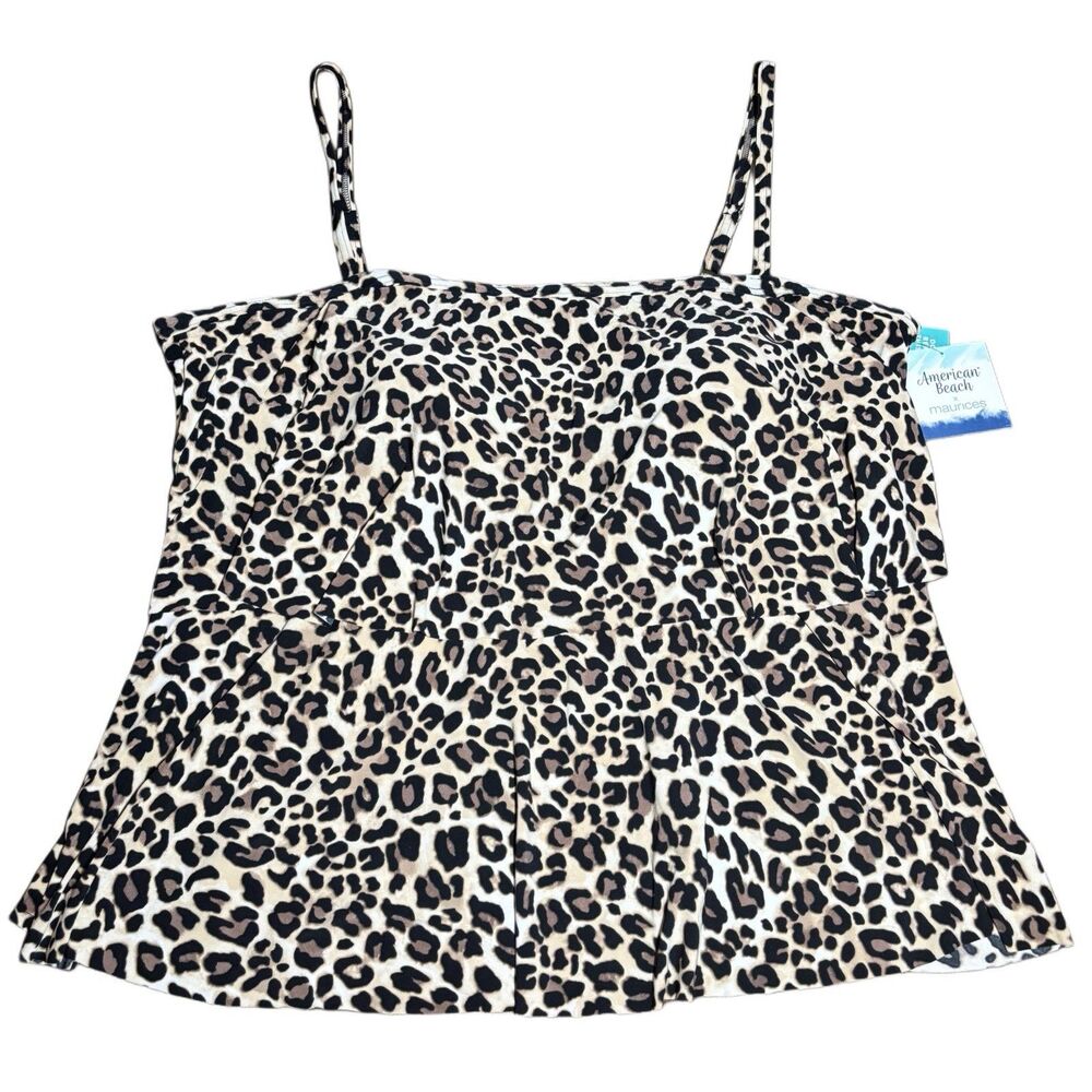 NWT Maurices American Beach Swimsuit Top Size 3XL Cheetah Tankini Bathing Suit